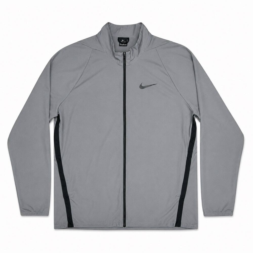 NIKE Dri-Fit Jacket Men's Size XXL Full Zip Gray Black Track Training Pockets